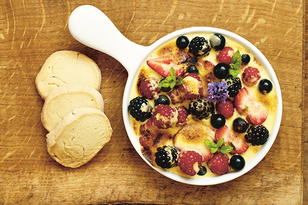 Summer Berries with Elderflower Gratin and Lavender Shortbread